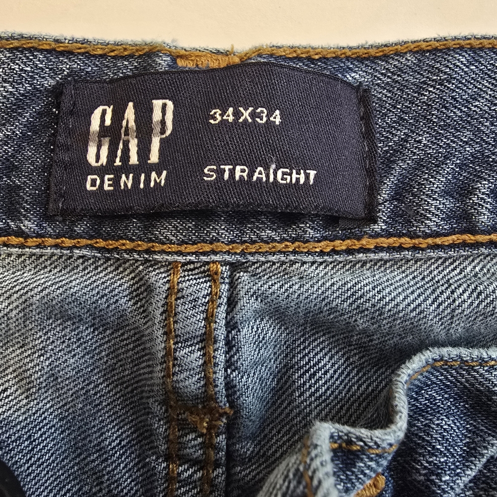 GAP Men's 34x34 Relaxed Straight Jeans in Classic Blue Casual Denim - Picture 3 of 6